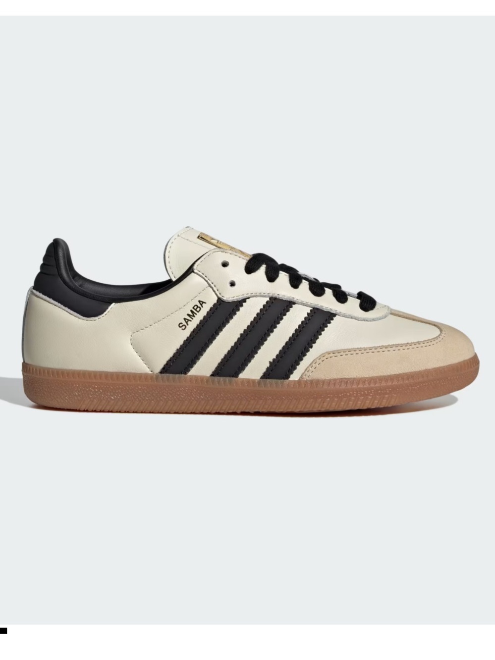 adidas Samba Sneakers in Cream with Black Stripes and Gum Sole